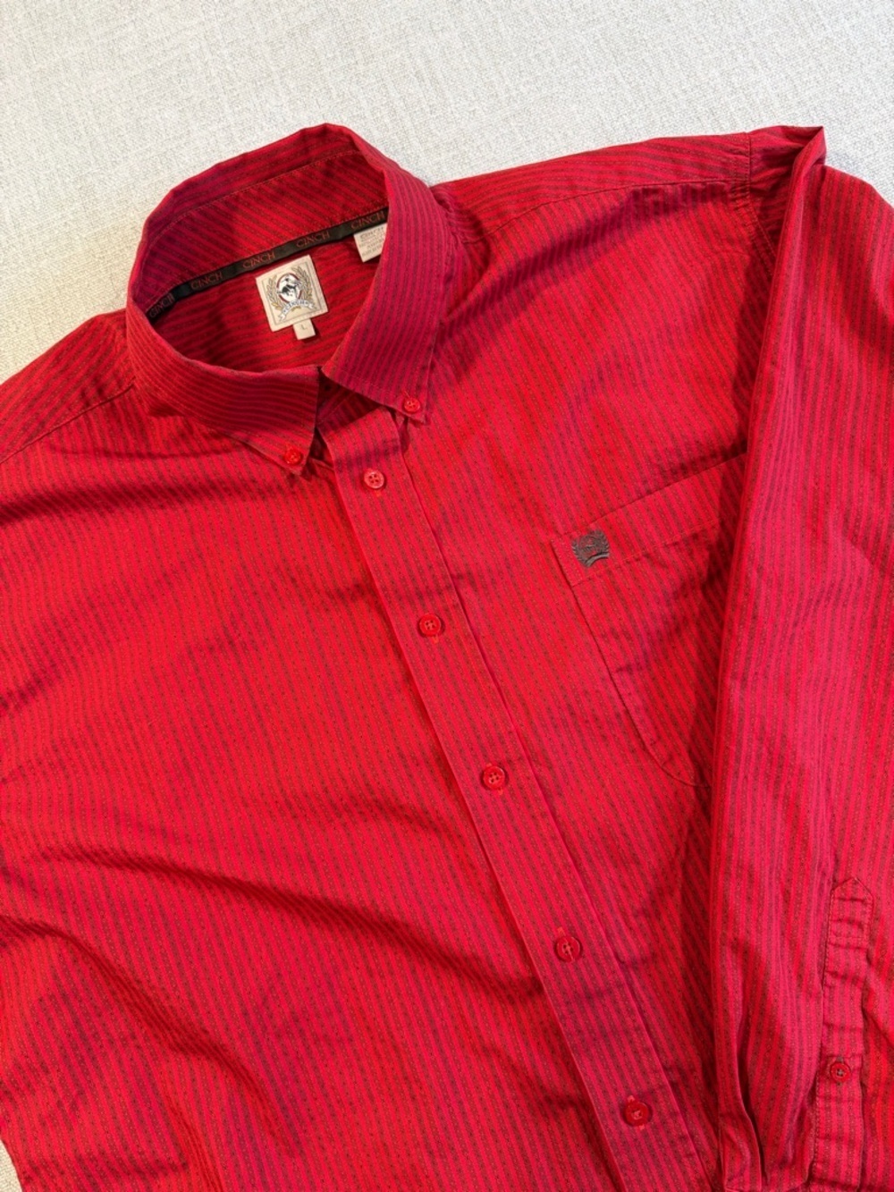 CINCH MEN'S CLASSIC FIT RED BUTTON-DOWN WESTERN SHIRT